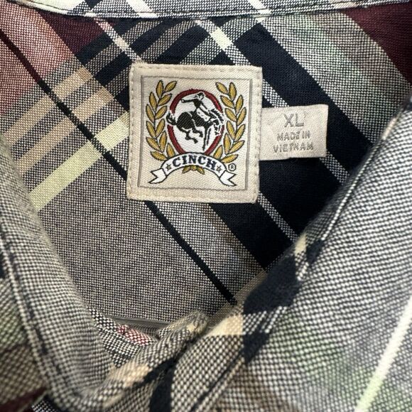 CINCH Men’s XL Plaid Western Shirt Long Sleeve Button Down Chest Pocket Cotton - Picture 3 of 7